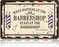Barber Shop Decor Accessories - Vintage Barbershop Metal Tin Signs Haircut Wall Art Posters Gifts for Men Decorations - What Happens At The Barbershop Stays At The Barbershop Sign 8x12 Inch-Ruum Studio Home