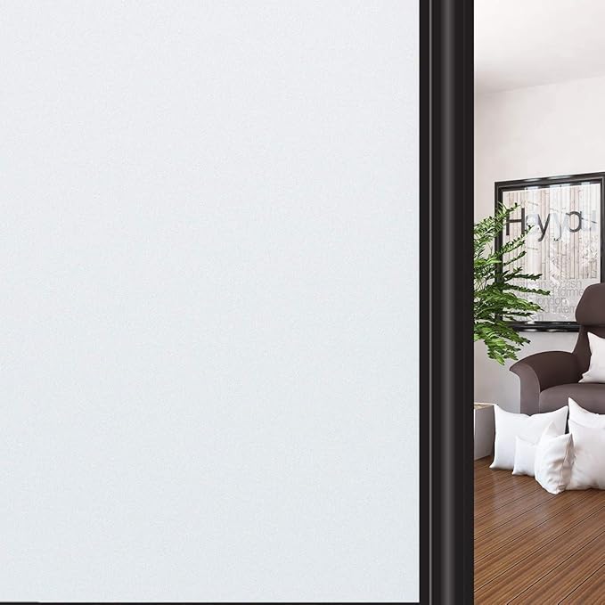 HIDBEA Frosted Window Privacy Film Non-Adhesive, Reusable Window Glass Films Heat Control Self Static Cling Removable Window Stickers for Home Office Living Room (White Frosted, 35.4 Inch x 6.5 Feet)-Ruum Studio Home