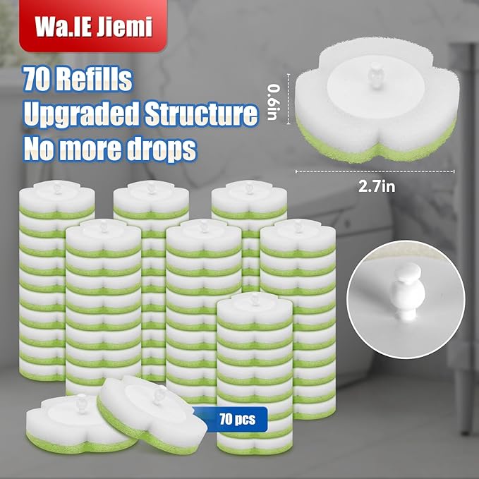 Toilet Bowl Cleaner Wand Refills,70 PCS Disposable Toilet Brush Heads Compatible with Wa.IE Jiemi and Most Wand,Disposable Wand Heads for Deep Cleaning-Ruum Studio Home