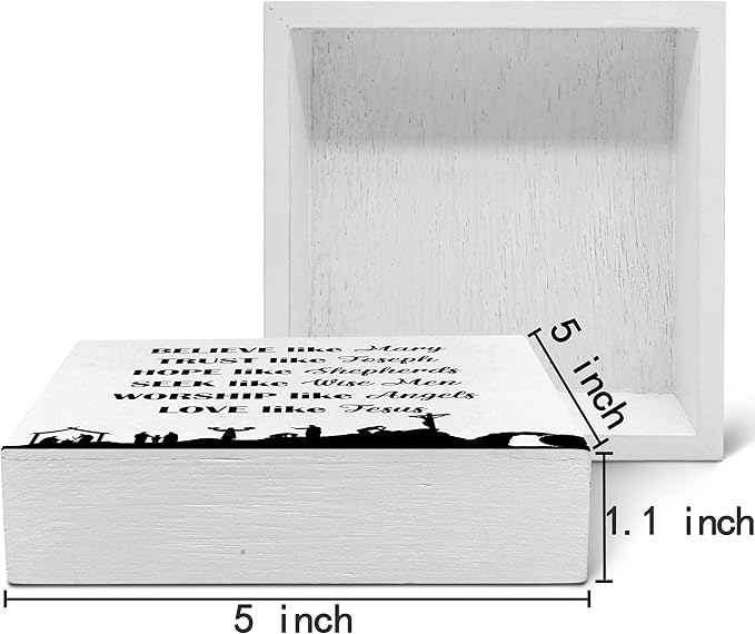 SRADMO Christian Signs for Home Decor, Inspirational Bible Verse Wood Box Sign Desk Decor, Bible Verse Decor, Christian Theme Wooden Block Box Sign Decoration for Home Office Shelf Table Decor-Ruum Studio Home