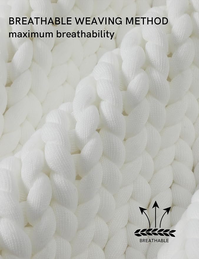 YnM Chunky Throw Blanket, Medium-Weight, Hand Knitted, Skin Friendly, Ventilated and Breathable, Machine Washable, Home Décor Piece for Couch, Sofa and Bed (White, 40x50 Inch)-Ruum Studio Home
