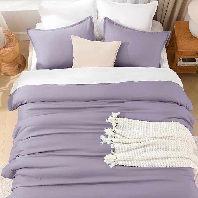 Litanika Grayish Purple Comforter Set Twin/Twin XL Size, 2 Pieces Lightweight Solid Bedding Comforter Set, All Season Fluffy Bed Set (66x90In Comforter & 1 Pillowcase)-Ruum Studio Home