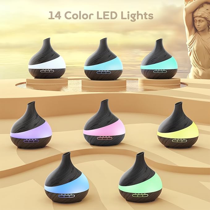 500ML Essential Oil Diffuser: Aroma Diffuser with Remote Control for Hotel Spa Yoga Room - Humidifiers for Bedroom with 14 Colors LED Night Light for Kids/Women Home Relaxation-Ruum Studio Home