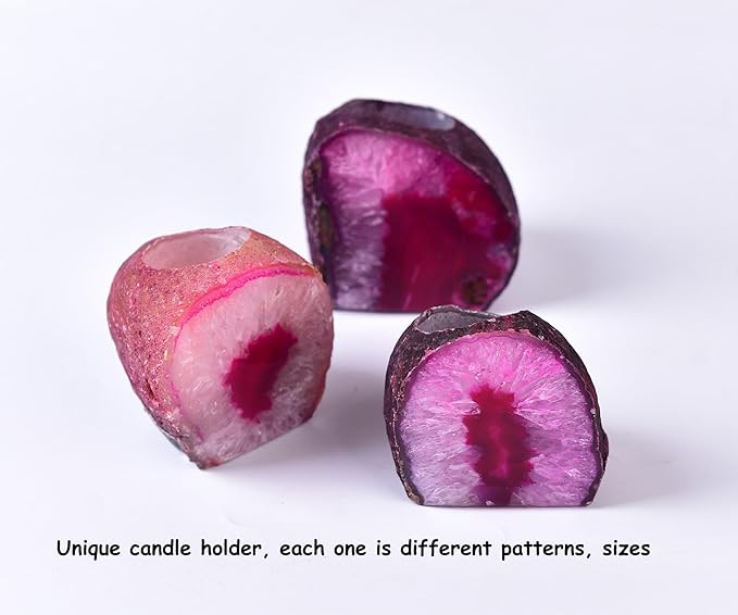 AMOYSTONE Dual-Purpose Agate Stone, 1-1.5lb Plant Terrarium & Candle Holder Base, for Boho Home Office Accent-Ruum Studio Home