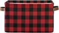 Red and Black Buffalo Plaid Storage Basket Cube Storage Bins Organizer Bag Collapsible Closet Shelf Baskets with handle for Baby Cloth Pet Toy Book 14.2×10.2×8.3 IN-Ruum Studio Home