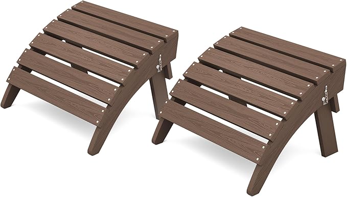 KINGYES Folding Adirondack Ottomans Set of 2 for Adirondack Chair, Brown-Ruum Studio Home