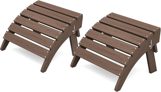 KINGYES Folding Adirondack Ottomans Set of 2 for Adirondack Chair, Brown-Ruum Studio Home