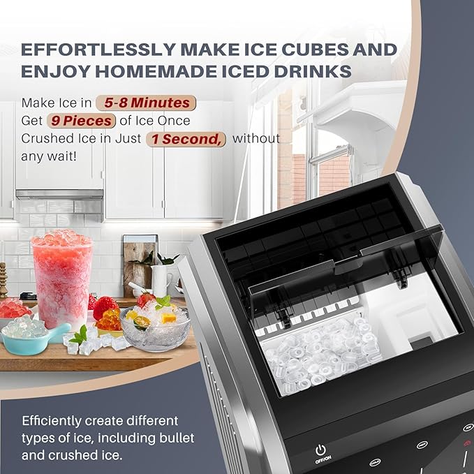 ICEPURE Multi-Function WiFi Water Cooler with Bullet and Crushed/Chewable Ice Maker, 5 Gallon Bottle Bottom Loading, Hot Cold Water Dispenser Built-in Ice Machine Combo, 35lbs/24H, Stainless Steel-Ruum Studio Home