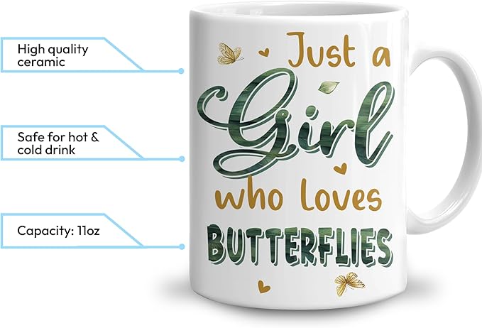 Hyturtle Personalized Floral Butterfly Mug - Butterfly Gifts For Women Lovers - Animal Gift For Bird Lover Her - Bird Gifts For Mom on Mother Day - Custom Name Coffee Cup Ceramic Mug 11 Oz 15 Oz-Ruum Studio Home