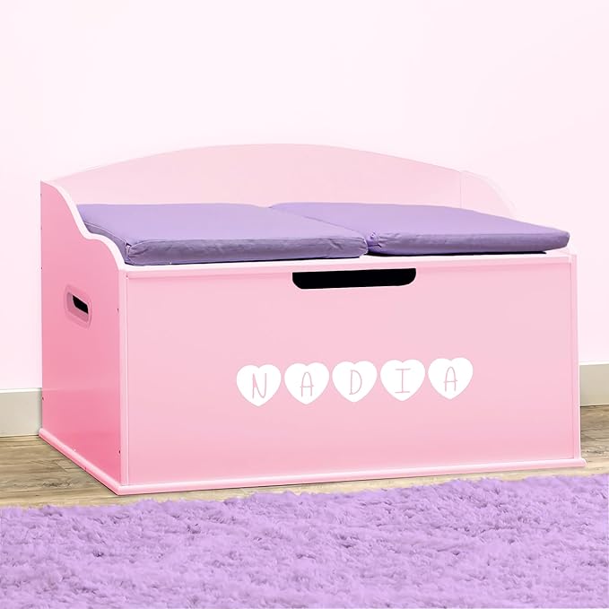 DIBSIES Personalized Creative Wonders Toy Box, Signature Series for Girls, 30 x 19.25 x 18 inches, Soft-Close Lid (Pink)-Ruum Studio Home
