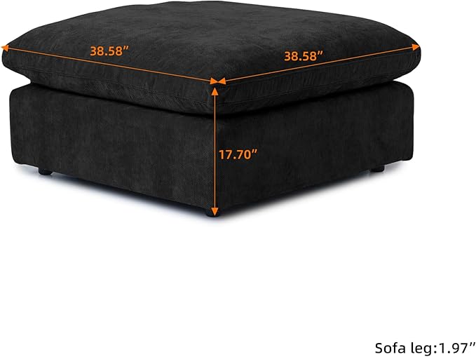 JACH Modular Ottoman Seater for Living Room, Cushion Covers Removable, Minimalist Comfy Footstool, Breathable Ottoman for Living Room Apartment (Black)-Ruum Studio Home