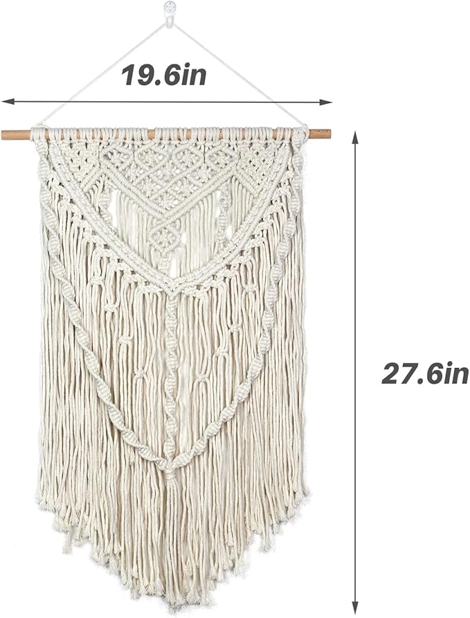 JONKASIPA Macrame Wall Hanging - Bohemian Handmade Woven Tassel Tapestry Chic Lace Hanging Home Decor,Macrame Wall Decor for Bedroom,Living Room or Apartment(White)-Ruum Studio Home