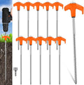 Hicarer 10 Pcs 20 Pcs 8'' Screw in Tent Stakes Heavy Duty Ground Metal Stakes for Inflatables with Hex Head Driver for Outdoor Camping Tent Inflatable Garden Decor (Orange)-Ruum Studio Home