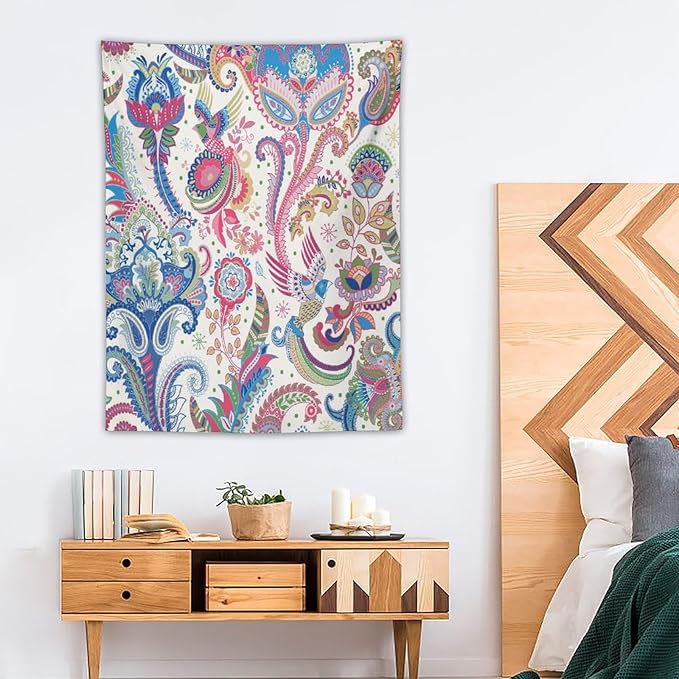 ICMOLYYENLO Boho Green Leaves Tapestry, Mid Century Abstract Tropical Palm Leaves Modern Minimalist Geometric Wall Hanging, Neutral Home Decor Art for Living Room Bedroom Dorm 50x60 Inch-Ruum Studio Home