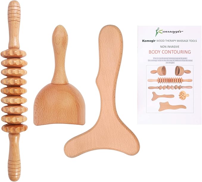 3-in-1 Wood Therapy Massage Tools Lymphatic Drainage Massager Wooden Massager for Maderoterapia,Anti-Cellulite, Body Sculpting & Contouring-Ruum Studio Home