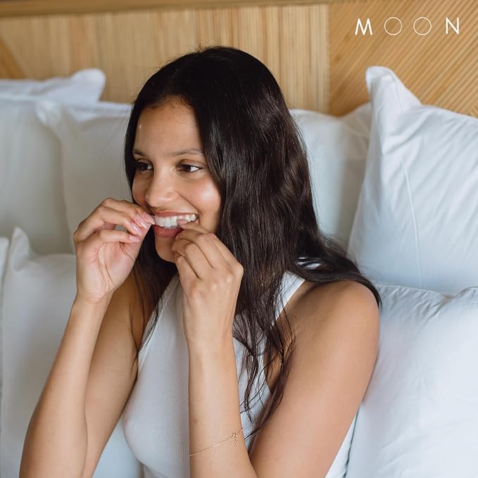 MOON Dissolving Teeth Whitening Strips - Vegan, Easy-to-Use, No Rinse White Strips - Hydrogen Peroxide and Essential Oils Infused Gentle Teeth Whitening Kit - Travel Essentials for Oral Care (56 Ct)-Ruum Studio Home