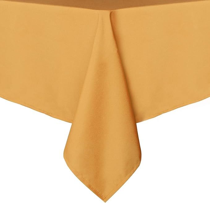 sancua Rectangle Tablecloth - 70 x 120 Inch - Stain and Wrinkle Resistant Washable Polyester Table Cloth, Decorative Fabric Table Cover for Dining Tables, Buffet Parties and Camping, Gold-Ruum Studio Home