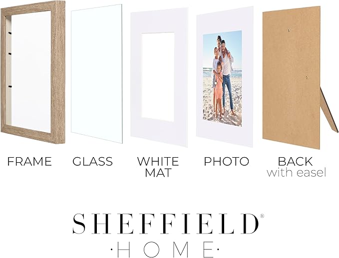 Sheffield Home 4 Piece Gallery Wall Frame Set, 8x10 Inch, Light Natural-Ruum Studio Home