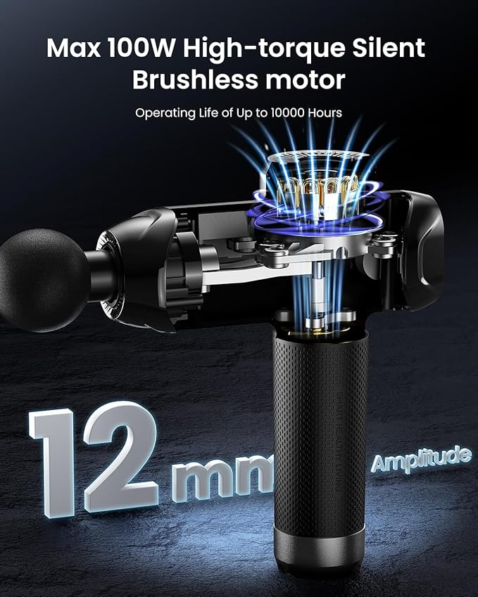 RENPHO Massage Gun Deep Tissue with Heat and Cold, Percussion Muscle Massage Gun Bluetooth with 12mm Amplitude, Handheld Massager Gun, Power+ Thermacool Grey-Ruum Studio Home
