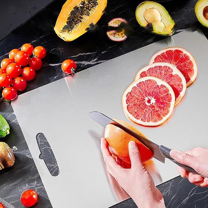 Titanium Cutting Board, New Titanium Cutting Board, Top, 100% Pure Titanium Cutting Boards for Kitchen, Healthy Premium Dual-Sided Chopping Board for Fruit, Meat, Vegetable. (Medium - 14" x 10")-Ruum Studio Home