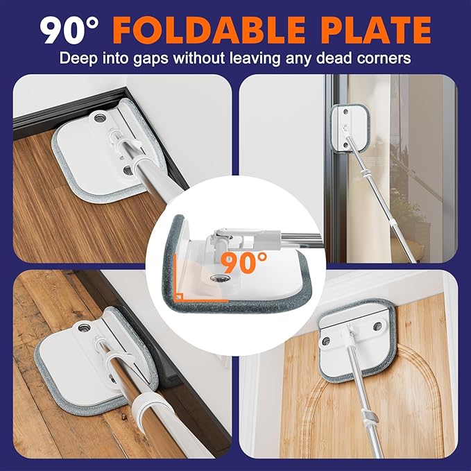 Upgraded Self-Standing Spin Mop and Bucket System, Detachable Inner Mop Bucket That Separates Dirty Water & 90° Foldable Head, Triple-Scrubbing System, for Hardwood Floors - White with 2 Pads-Ruum Studio Home