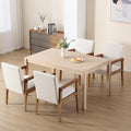 Kmax Modern Dining Chairs Set of 4 Linen Fabric Kitchen Arm Chairs Upholstered Accent Chairs with Wooden Legs for Dining Room, Living Room, Bedroom, White-Ruum Studio Home