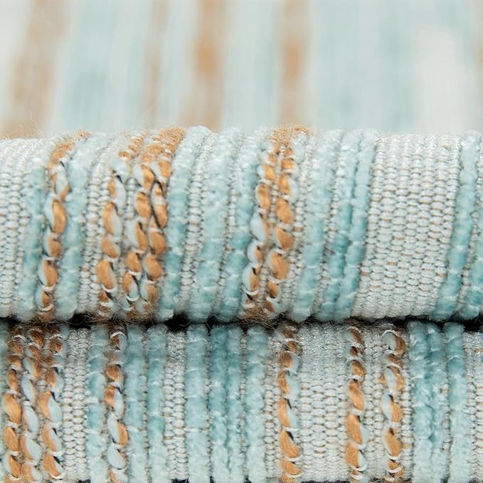 Yeiotsy Pillow Cases Blue, Pack of 2, Decorative Throw Pillow Covers Striped Bohemia Couch Cushion Covers for Sofa Home Decor (Light Blue, 18 X 18 Inches)-Ruum Studio Home