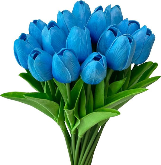 Fake Flowers Tulips Artificial PU Flower 15 Stems Real Touch Faux Tulips Flowers Mother's Day Easter Valentine’S Day Gifts in Home Kitchen Wedding Dining Table Decorations-Ruum Studio Home