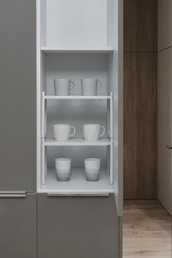 Nxconsu Expandable Cabinet Shelf Organizer Riser for Kitchen Pantry Cupboard Under Sink Countertop Home Storage Organization Rack Space Saver Freestanding Heavy Duty Nonslip Stackable White X Large-Ruum Studio Home