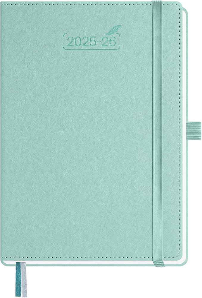 BEZEND Planner 2025-2026 Weekly and Monthly, 5.8" x 8.5" Academic Calendar (Jul 25-Dec 26) Vertical Daily Appointment with Hourly Timeslot & Monthly Tab, PU Leather Hardcover - Mint Green-Ruum Studio Home