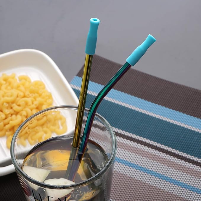 Travel Utensils Set with Case Reusable Portable Cutlery Set Stainless Steel 8pcs Including Dinner Knife Fork Spoon Chopsticks Straws(Rainbow)-Ruum Studio Home