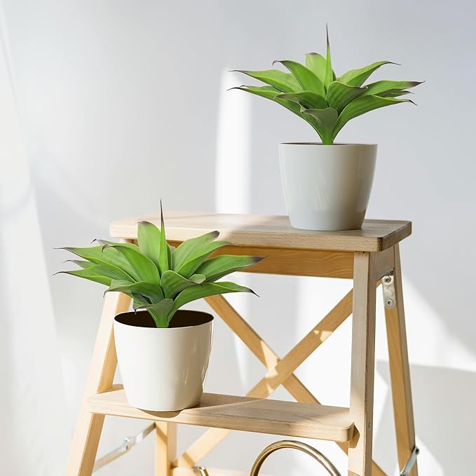 Fake Plants Artificial Agave Plants,Large UV Resistant Fake Agave Planters for Indoor and Outdoor Decorating Tropical Plant Succulents Greenery Indoor Decor13.8 (2Pack, Dark Green)-Ruum Studio Home