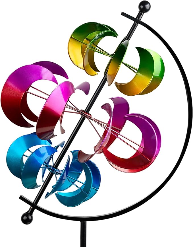 62.9" Large Wind Spinner Outdoor Decor, Garden Art with Metal Stake, Resistant for Yard, Patio and Lawn-Ruum Studio Home