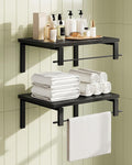 Deep Floating Shelves for Wall, 12 inch Wall Mounted Shelves Set of 2, Wide Floating Shelves for Living Room, Bedroom, Study, Bathroom, Black TBJ02P2BB-Ruum Studio Home