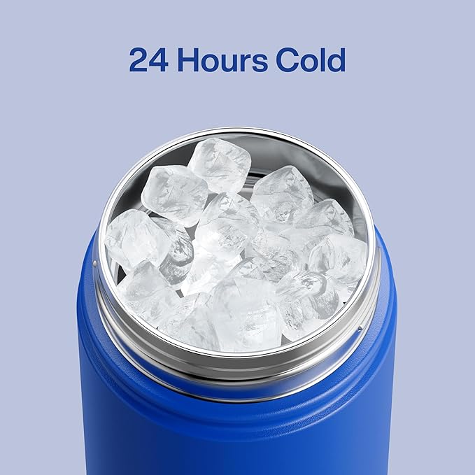 Insulated Water Bottle with Straw Stainless Steel Water Bottle, Leak-Proof, BPA-Free, Double Wall Vacuum Keeps Cold for 24 Hours for Sports, Travel, School (18 oz, Royal Blue)-Ruum Studio Home