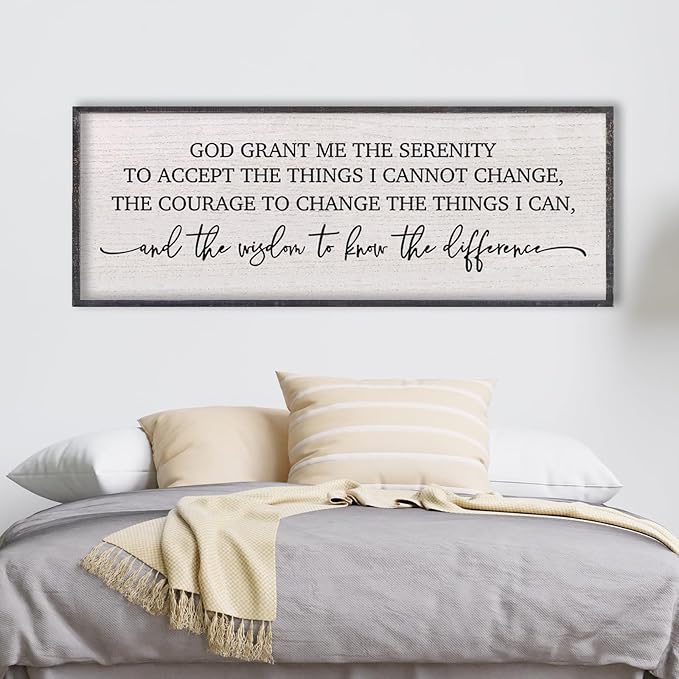 LuZhiQiang Serenity Prayer Bible Verse Sign Wall Decor God Grant Me Christian Inspiraional Quotes 40"×15" Wall Art for Living Room Bedroom (Black)-Ruum Studio Home