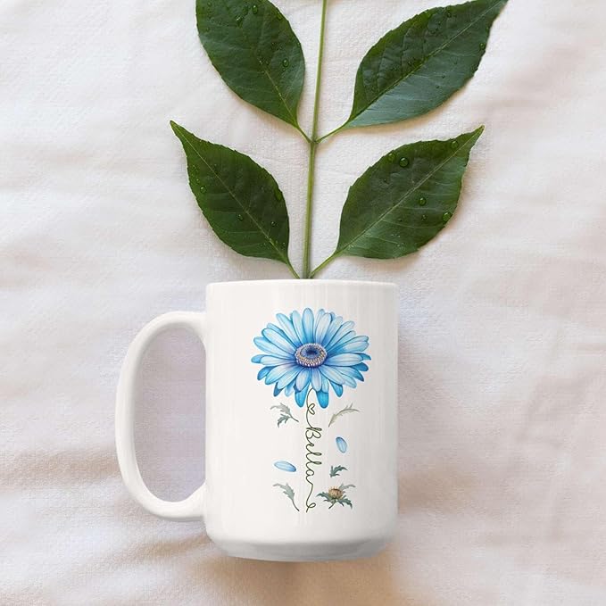 Adorable Gerbera Daisy Flower Mug, Customized Flower Themed Cup With Name, Novelty Daisy Flower Accent Mug 11oz 15oz, Custom Daisy Lover Coffee Cup, Personalized Flower Mug For Birthday-Ruum Studio Home