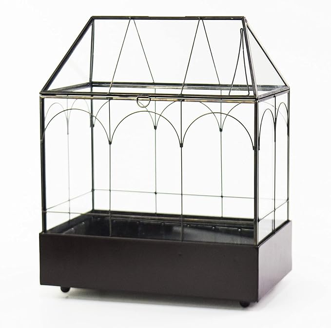 Large Tall Glass Plant Terrarium – House Succulent Terrarium Kit with Lip and Tray Glass Greenhouse Terrarium for Plant 9.5”X5.7”X11.4”-Ruum Studio Home