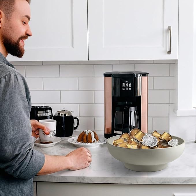 Large Decorative Concrete Bowl, Modern Handicraft Bowls for Home Decor, Decorative Fruit Bowl for Kitchen Counter, Stylish Key Bowl for Entry Table, Gray-Ruum Studio Home