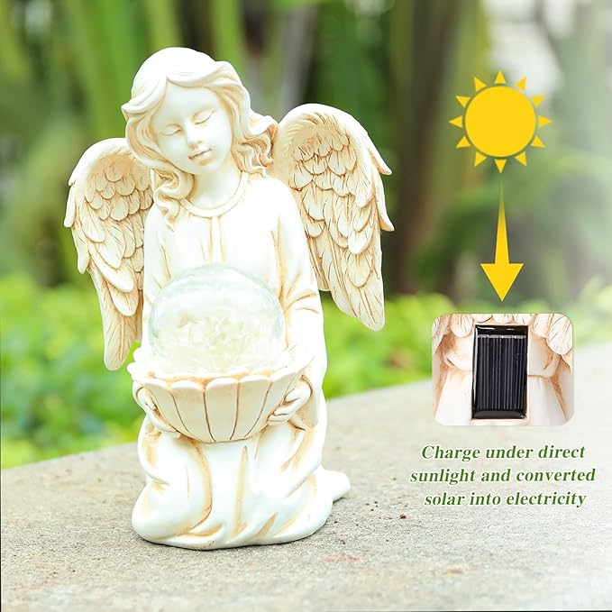 Angel Statue Outdoor Decor, Angel Gardening Gifts with Solar LED Lights-Ruum Studio Home