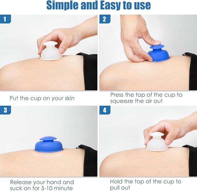 Silicone Cupping Therapy Sets 10pcs,Professional Vacuum Cupping for Myofascial Massage/Joint Pain/Anti Cellulite/Deep Muscle Relief & More(10pcs,White+Blue)-Ruum Studio Home