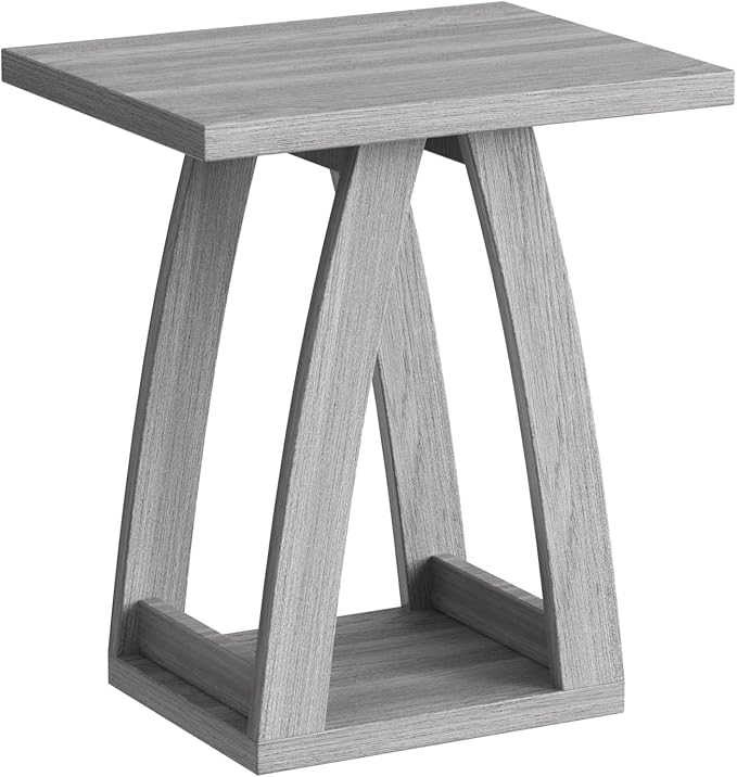 End Tables Living Room, Side Table Beside Sofa, Nightstand for Bedroom, Couch Side Table with Shelf, Modern End Table for Living Room, Grey End Table Set of 2-Ruum Studio Home