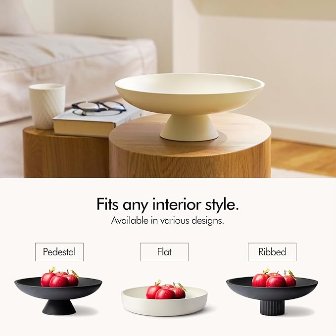 KIVY Concrete Fruit Bowl for Kitchen Counter - Large Decorative Bowl for Home Decor - Modern Key Bowl for Entryway Table - Concrete Bowl - Decorative Bowls for Home Decor - Black Fruit Bowl Decor-Ruum Studio Home