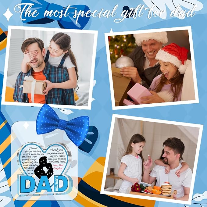 Best Dad Ever Gift from Daughter Son - Acrylic Heart-Shaped Plaque Father’s Day Birthday Gift - Unique Keepsake Desk Decor with Personalized Message-Ruum Studio Home