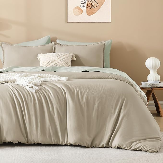 Litanika Oatmeal Comforter California King Size, 3 Pieces Cal King Lightweight Solid Bedding Comforter Set, All Season Fluffy Bed Set (104x96In Comforter & 2 Pillowcases)-Ruum Studio Home