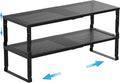 Expandable Spice Rack Kitchen Cabinet Shelf Organizer, Stackable Storage Shelves Racks, Adjustable Counter Shelving for Cabinets, Countertop, Cupboard,Pantry and More(2Packs/Black/Large)-Ruum Studio Home
