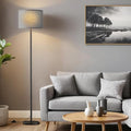 Ambimall 60'' Modern Floor Lamp with Shade, Tall Lamps for Living Room, Bedroom, Office, Dining Room, Linen Grey Shade with Black Pole(Without Bulb)-Ruum Studio Home