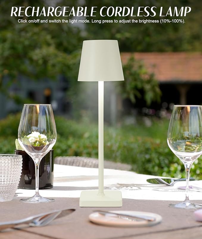 HASUN 2 Pack Cordless Table Lamp, Portable LED Desk Lamp, 5200mAh Battery Operated Lights, 3 Color Stepless Dimming Up, Night Light for Bedroom/Date/Bars/Cafe/Camping (Cream 2Pack)-Ruum Studio Home