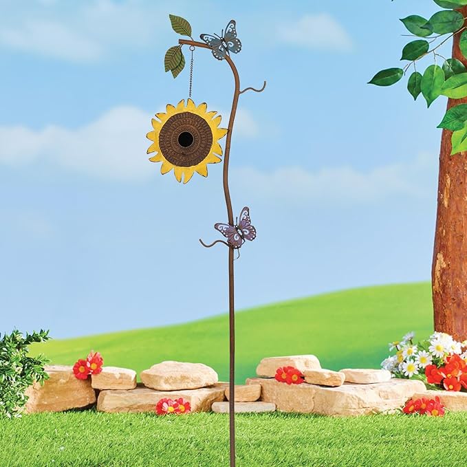 BAYN 57” Bird Houses Stake for Outside, Metal Wild Bird Feeder Birdhouse Stake Pole with Sunflower Design Outdoor Decorations for Patio, Backyard, Garden-Ruum Studio Home