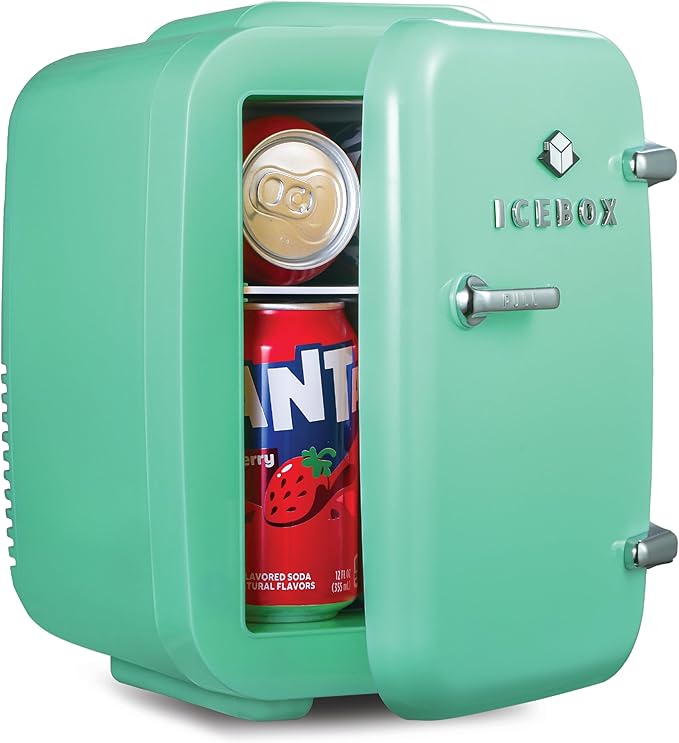 IBMF4MNT Fridge for Bedroom, Skincare, Portable Cooler & Warmer for Makeup, for Office & Home Refrigerator, Mini (4 L / 6-Can), Mint Green-Ruum Studio Home